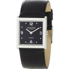 Essentials By Abs Women's Black Square Dial Leather Strap Fashion Watch 40102