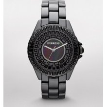 Express Womens Analog Ceramic Bracelet Watch Black