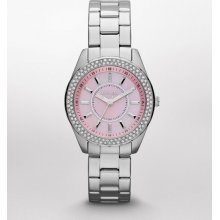 Express Womens Pave And Mother Of Pearl Analog Bracelet Watch