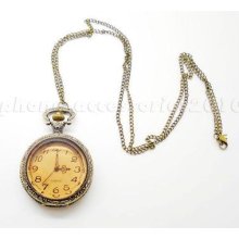 Exquisite Bronzed Block Watch Pocket Quartz Watch Chain Phne Sweater Necklace