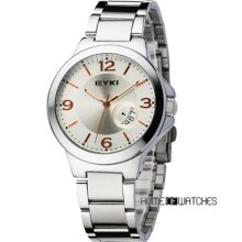 Eyki Couples Style Classical Calendar Analog S/steel Wrist Quartz Watch Men