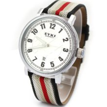 Eyki Men's Fashion Leather Band Calendar Quartz Watch Waterproof Wrist Watch 1pc