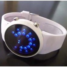 F03718 Fashion Digital Round Mirror Led Ball Rubber Bracelet Band Wrist Watch