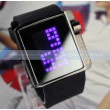 Fashion Blue Digital Led Mens Women Lady Silicone Waterproof Mirror Sport Watch