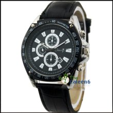 Fashion Luxury Mens Quartz Wrist Watch Date Dial Classic Sport Leather Band