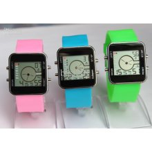 Fashion Silicone Led Unique Silicone Watch.mixed Color Available.sel