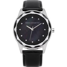 Fcuk French Connection Black Leather Strap Ladies Watch Fc1147b