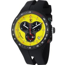 Ferrari Men's Jumbo Swiss Made Quartz Chronograph Black Rubber Strap Watch BLACK / YELLOW