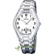 Festina Classic F16370/5 Men's White Dial Watch 2 Years Warranty