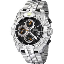 Festina Mens Tour De France Stainless Watch - Silver Bracelet - Black Dial - F16542-4