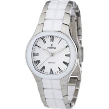 Festina Women's Quartz Watch With White Dial Analogue Display And White Stainless Steel Bracelet F16626/2