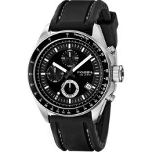 Fossil Decker Black Ch2573 Gents Black Plastic Stainless Steel Case Date Watch