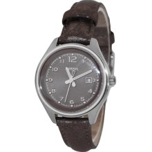 FOSSIL Flight New Ladies Analog Round Stainless Steel Watch Leather Strap Quartz - Stainless Steel