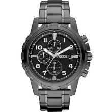 Fossil Men's Chronograph Stainless Steel Case and Bracelet Black Dial FS4721