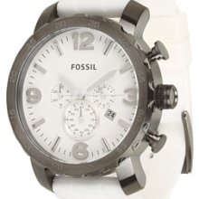 Fossil Mens Chronograph White Silicone Watch Jr1427