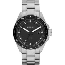 Fossil Men's Decker AM4385 Silver Stainless-Steel Quartz Watch with Black Dial