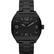 Fossil Mens Roland Square Analog Matte Black Stainless Steel Bracelet Watch