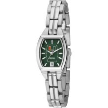 Fossil Miami Hurricanes Ladies Stainless Steel Analog Cushion Watch