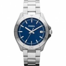 Fossil Retro Traveler Blue Dial Stainless Steel Mens Watch Am4442