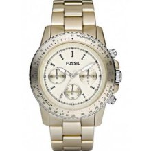 Fossil Stella Large Aluminum Champagne Chronograph Womens Watch CH2708