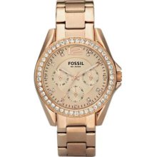 Fossil Women's Riley Glitz Quartz Gold-tone Stainless Steel Bracelet Watch