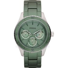 Fossil Womens Stella Chronograph Stainless Watch - Green Bracelet - Green Dial - ES3039