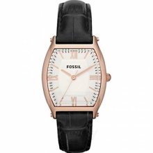 Fossil Women's Wallace ES3121 Black Leather Quartz Watch with White Dial