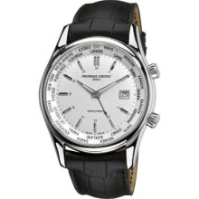 Frederique Constant Men's Index Worldtimer Swiss Quartz Black Strap Watch