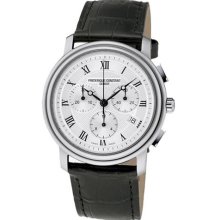 Frederique Constant Slimline Silver Guilloche Dial Steel Mens Watch