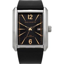 French Connection Men's Quartz Watch With Black Dial Analogue Display And Black Leather Strap Fc1091bg