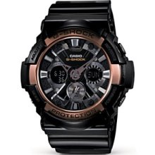 G-Shock Black and Rose Gold Wide Face Watch, 55mm