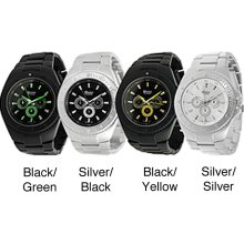 Geneva Platinum Chronograph-style Decorative-bezel Quartz Link Watch