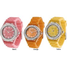 Geneva Platinum Cubic Zirconia Accented Silicone Watch ...