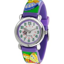 Geneva Platinum Girl's Butterfly Design Watch, Silicone Strap