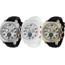 Geneva Platinum Men's Bold Chronograph-style Silicone Watch (Gold)