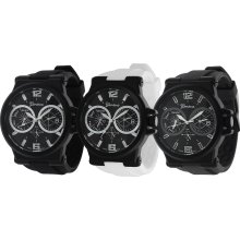 Geneva Platinum Men's Chronograph-style Silicone Watch (Black)