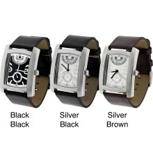 Geneva Platinum Men's Rectangle Face Watch (Silver_Black)