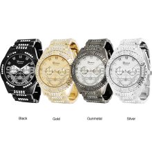 Geneva Platinum Rhinestone-accented Link Watch (Black)