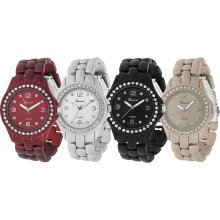 Geneva Platinum Rhinestone Link Watch (Black)