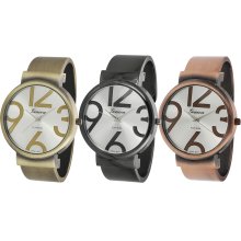 Geneva Platinum Round Face Cuff Watch (Bronze)