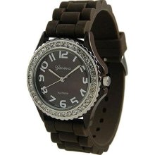 Geneva Platinum Women's 6886.Brown Brown Rubber Quartz Watch with ...