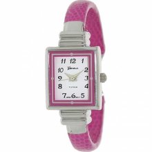 Geneva Platinum Women's 8519.HotPink Pink Leather Quartz Watch with White Dial