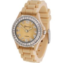 Geneva Platinum Women's Quartz Tan Silicone Rubber Strap Watch