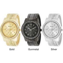 Geneva Platinum Women's Rhinestone Decorative Chronograph Cuff Watch