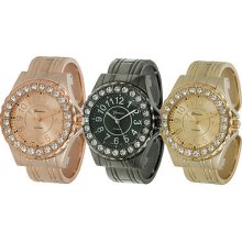 Geneva Platinum Women's Rhinestone-accented Cuff Watch