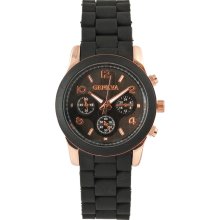Geneva Premiere Unisex Black 'Bling' Watch (GP1087)