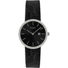 Gents Sterling Silver Rotary Watch With Leather Strap Gs2122604