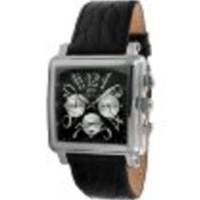 gino franco Men's 942BK Square Chronograph Stainless Steel Genuine