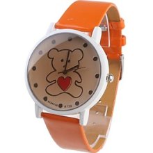 Girl Lovely Bear Women Watch Orange Watchband A139