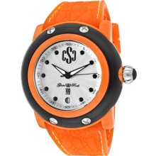 Glam Rock Watches Women's Miami Beach Silver Textured Dial Orange Sili